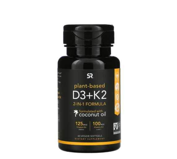 Sports Research, Vitamin D3 + K2, Plant Based